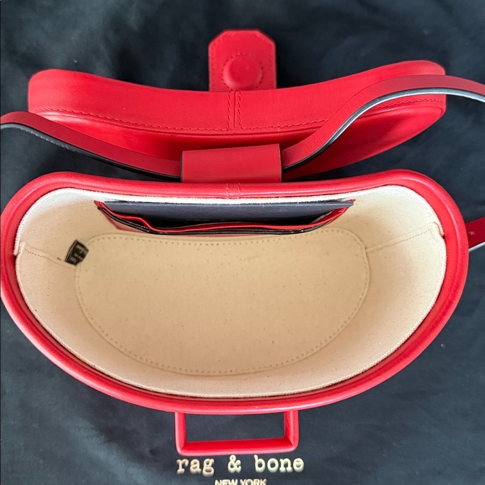 Rag & Bone Leather Crossbody Binocular Bag w/Top Handle in "Barrow" in Fiery Red - Picture 8 of 16
